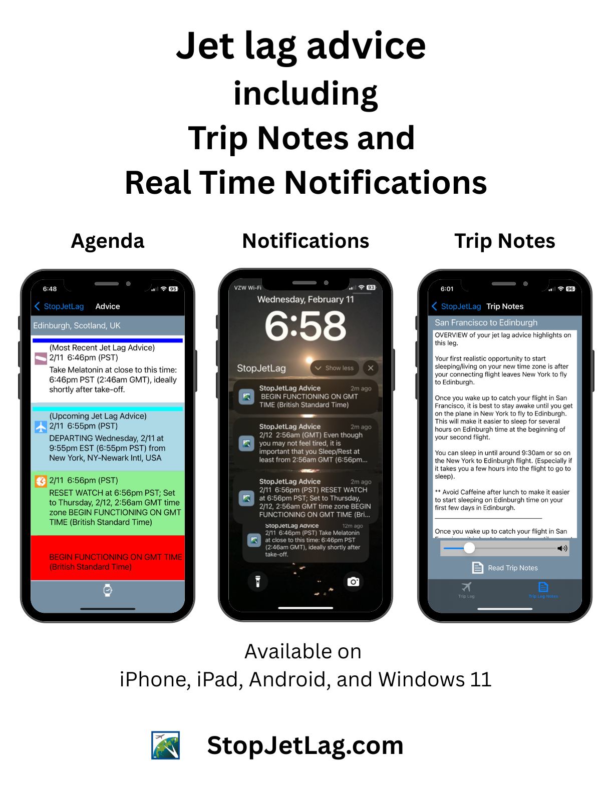 StopJetLag Mobile Devices